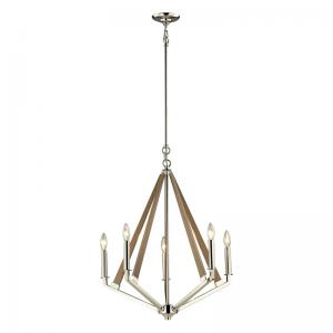 5 LIGHTS CHANDLIER WITH WOOD ARM